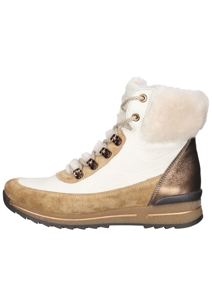 ara Stiefelette Veloursleder Braun/Weiß Warmfutter