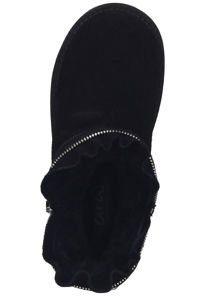 ara Stiefelette Veloursleder Schwarz Warmfutter