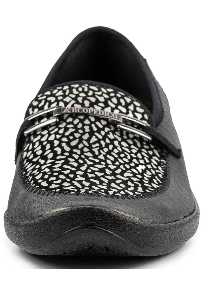 ARCOPEDICO Slipper Lederimitat Schwarz/Silber
