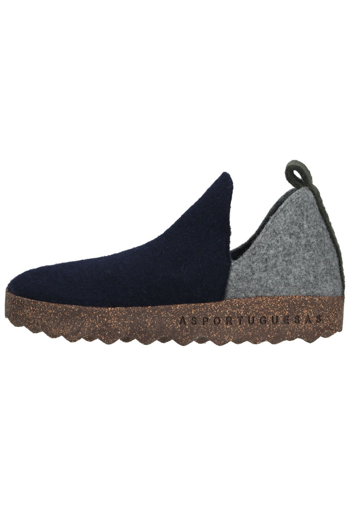 ASPORTUGUESAS Hausschuhe Filz Blau/Grau