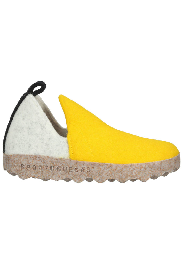 ASPORTUGUESAS Hausschuhe Filz Gelb/Weiß