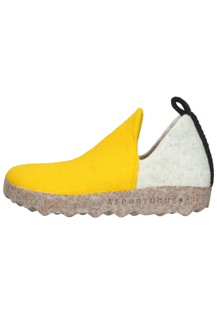 ASPORTUGUESAS Hausschuhe Filz Gelb/Weiß