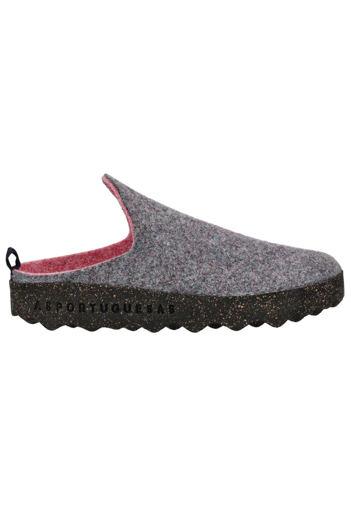 ASPORTUGUESAS Hausschuhe Filz Grau/Pink