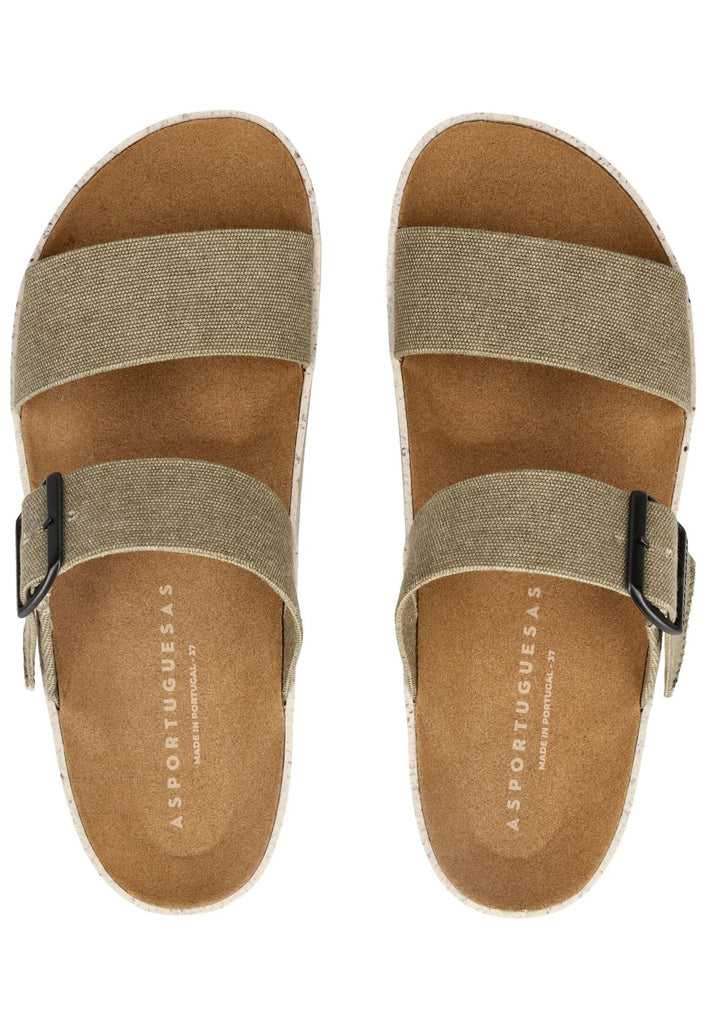 ASPORTUGUESAS Pantoletten Baumwolle Khaki