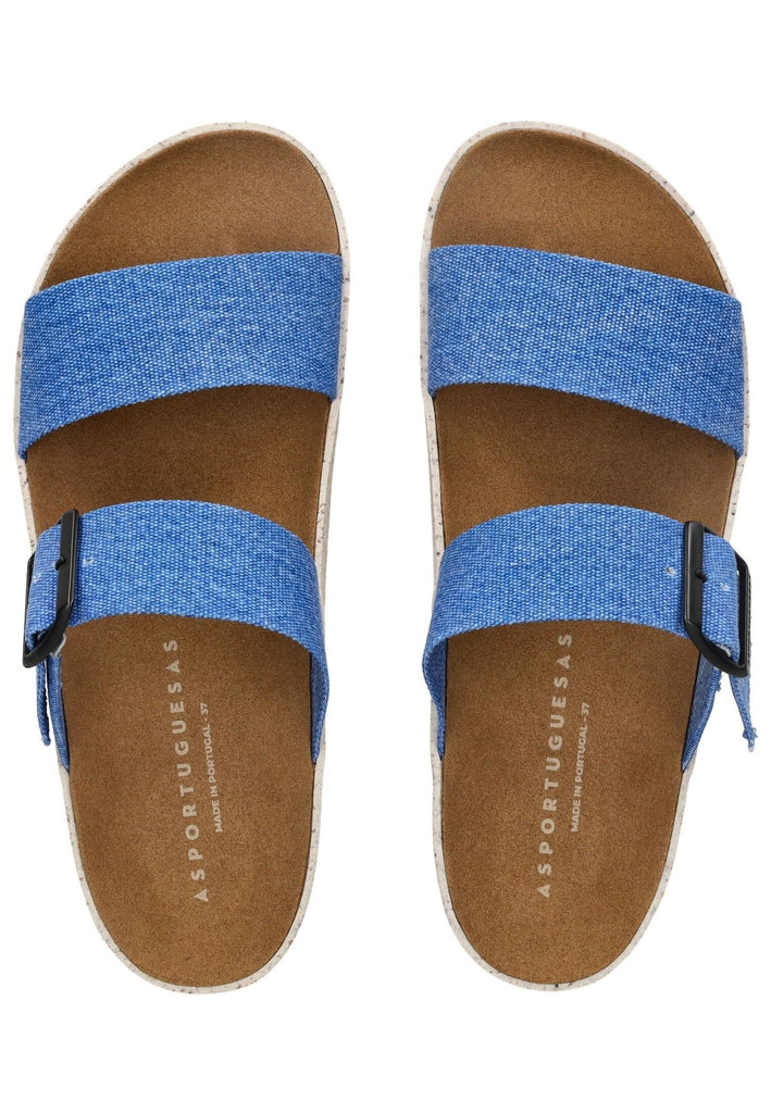 ASPORTUGUESAS Pantoletten Baumwolle Mittelblau