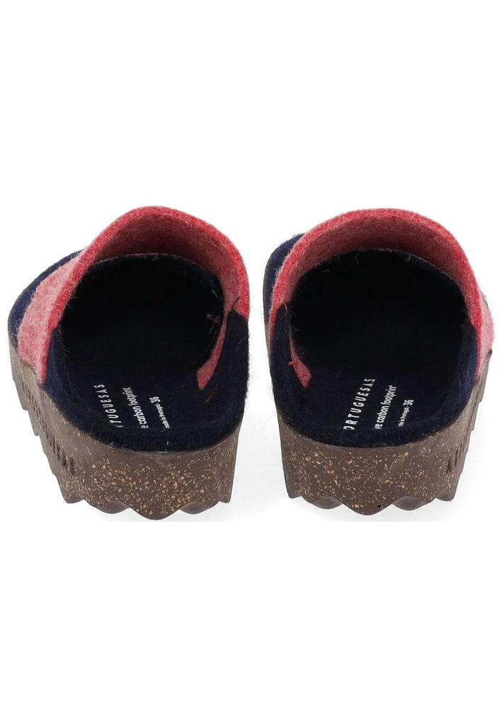 ASPORTUGUESAS Pantoletten Filz Blau/Rot