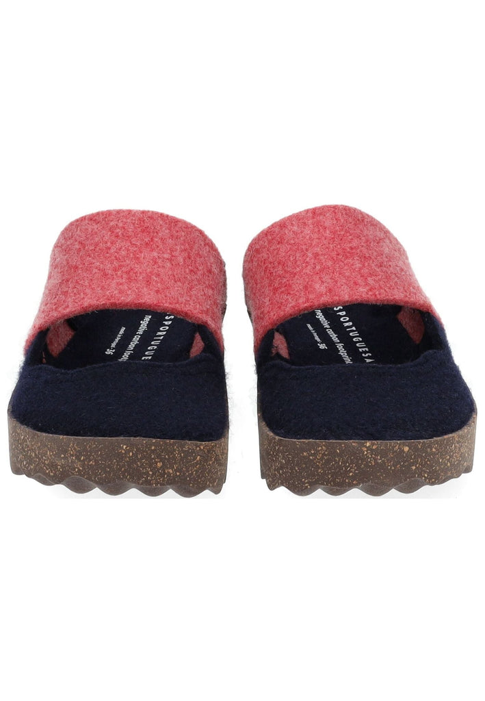 ASPORTUGUESAS Pantoletten Filz Blau/Rot