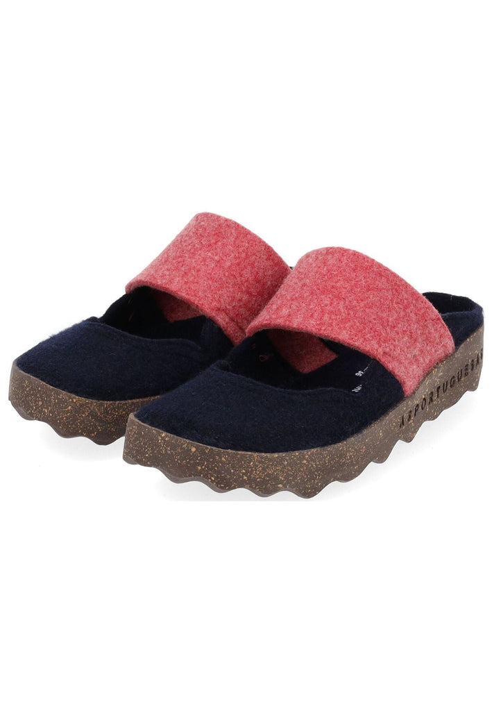 ASPORTUGUESAS Pantoletten Filz Blau/Rot