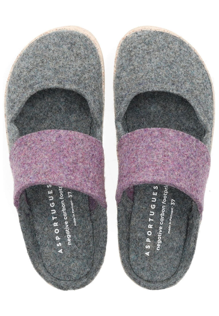 ASPORTUGUESAS Pantoletten Filz Grau/Multi