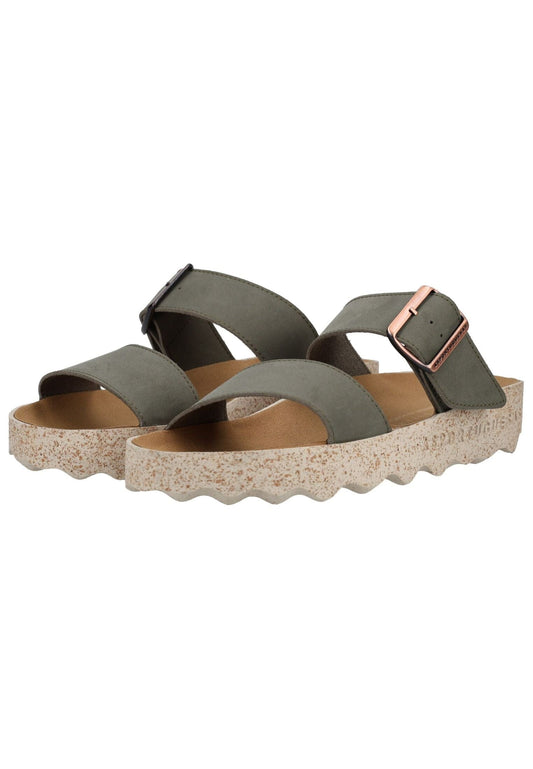 ASPORTUGUESAS Pantoletten Nubukleder/Textil Khaki