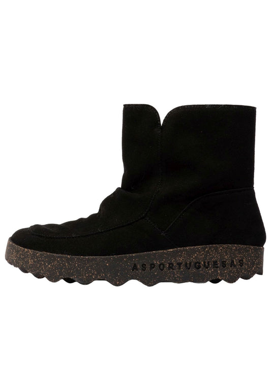 ASPORTUGUESAS Stiefelette Veloursleder Schwarz Warmfutter