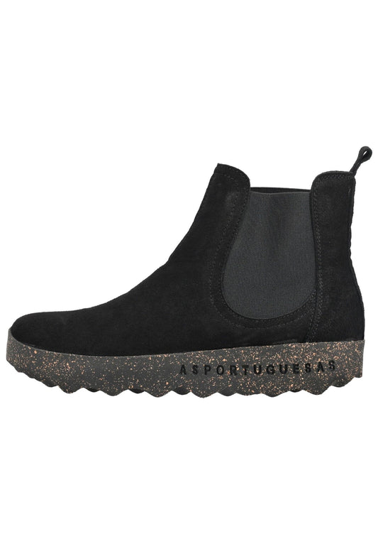 ASPORTUGUESAS Stiefelette Veloursleder/Textil Schwarz