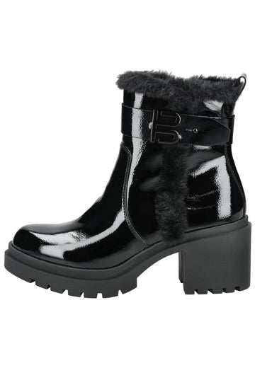 Stiefeletten Bagatt Stiefelette Lederimitat/Textil Schwarz Lack Warmfutter