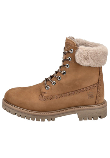 Stiefeletten Bagatt Stiefelette Nubukleder/Textil Braun/Beige Warmfutter