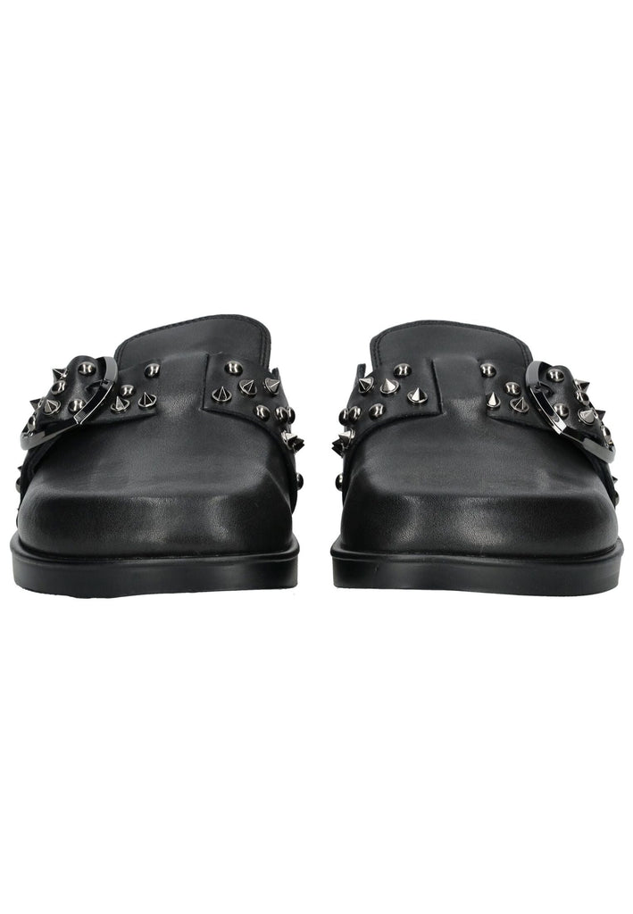 Blauer Pantoletten Leder Schwarz