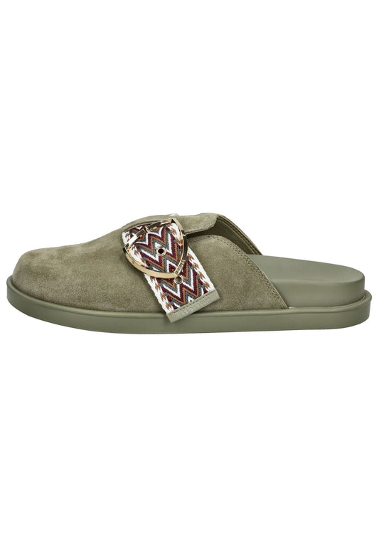 Blauer Pantoletten Veloursleder Mud