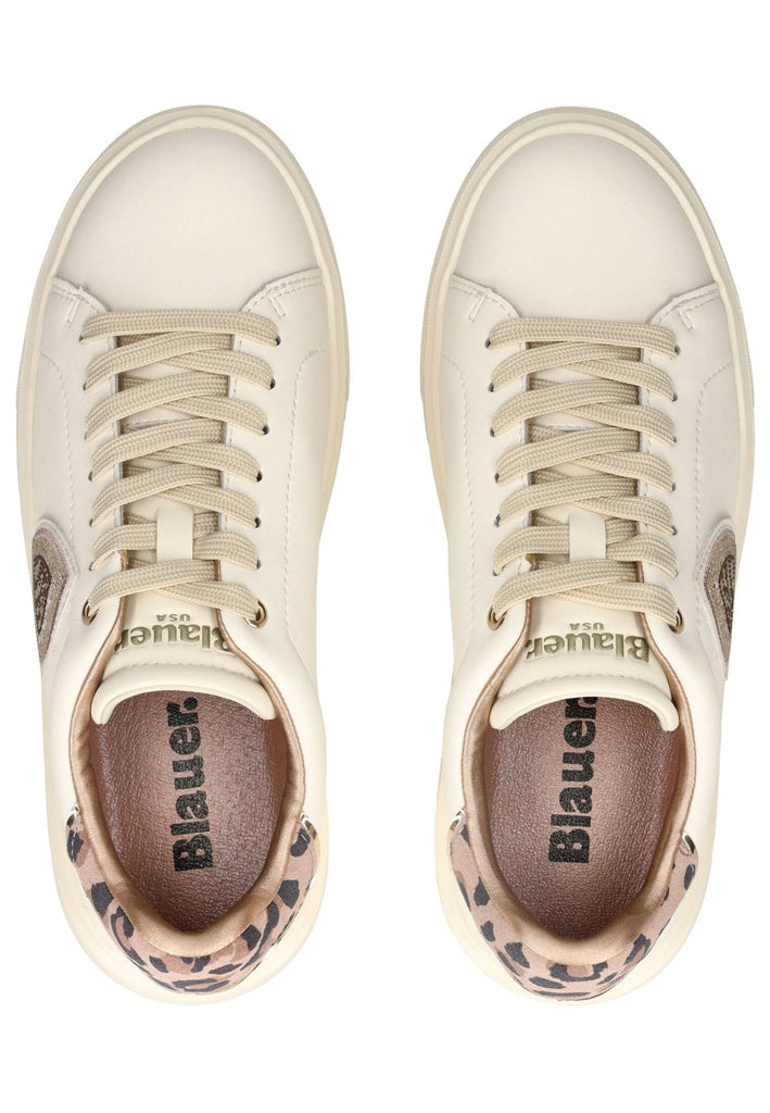 Blauer Sneaker Leder Cream