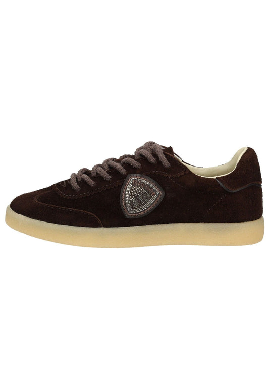 Blauer Sneaker Leder Dunkelbraun