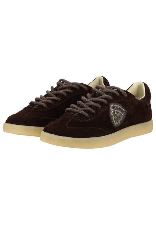 Blauer Sneaker Leder Dunkelbraun