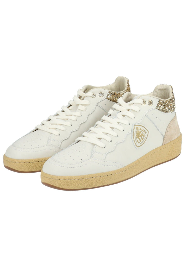 Blauer Sneaker Leder/Synthetik Weiß/Gold