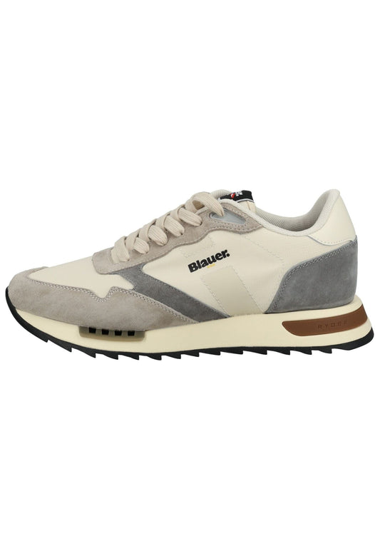 Blauer Sneaker Leder/Textil Beige/Grau