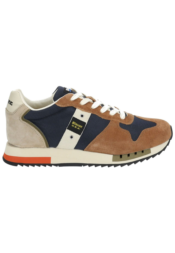 Blauer Sneaker Leder/Textil Braun/Navy