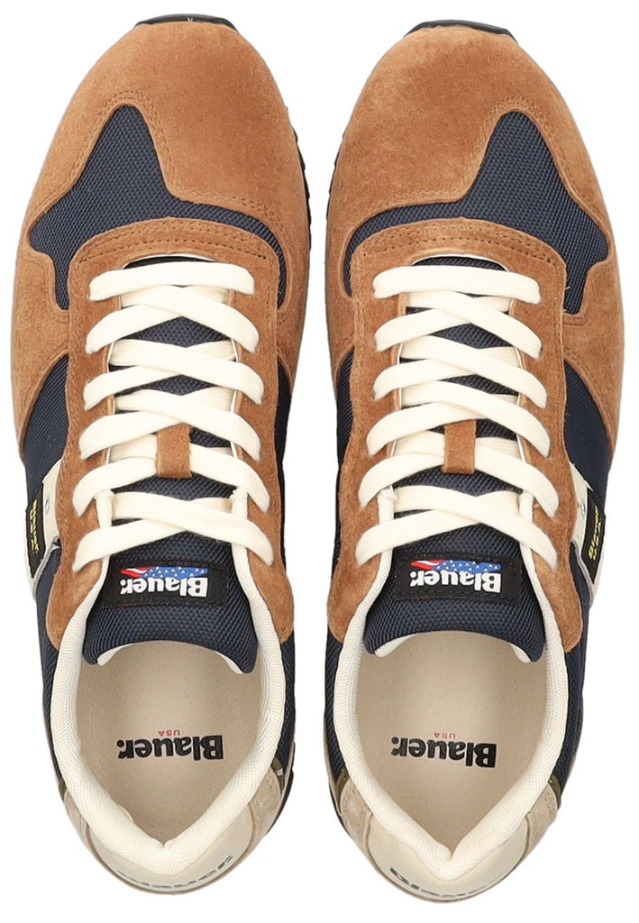 Blauer Sneaker Leder/Textil Braun/Navy