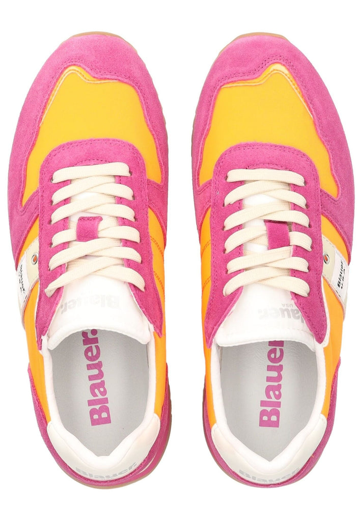 Blauer Sneaker Leder/Textil Fuchsia