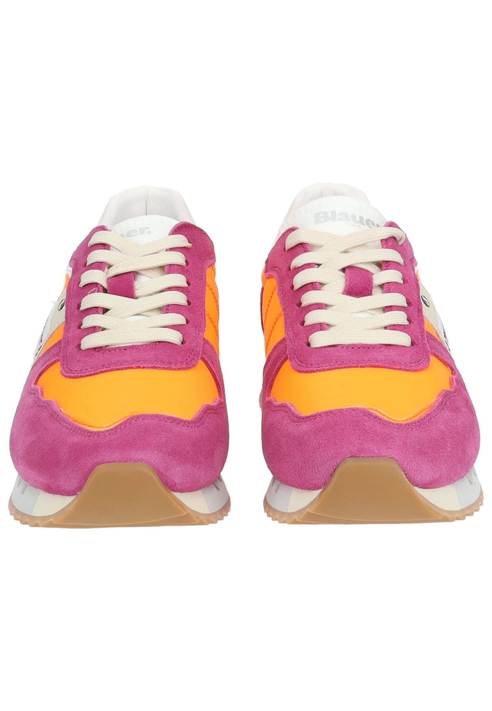 Blauer Sneaker Leder/Textil Fuchsia