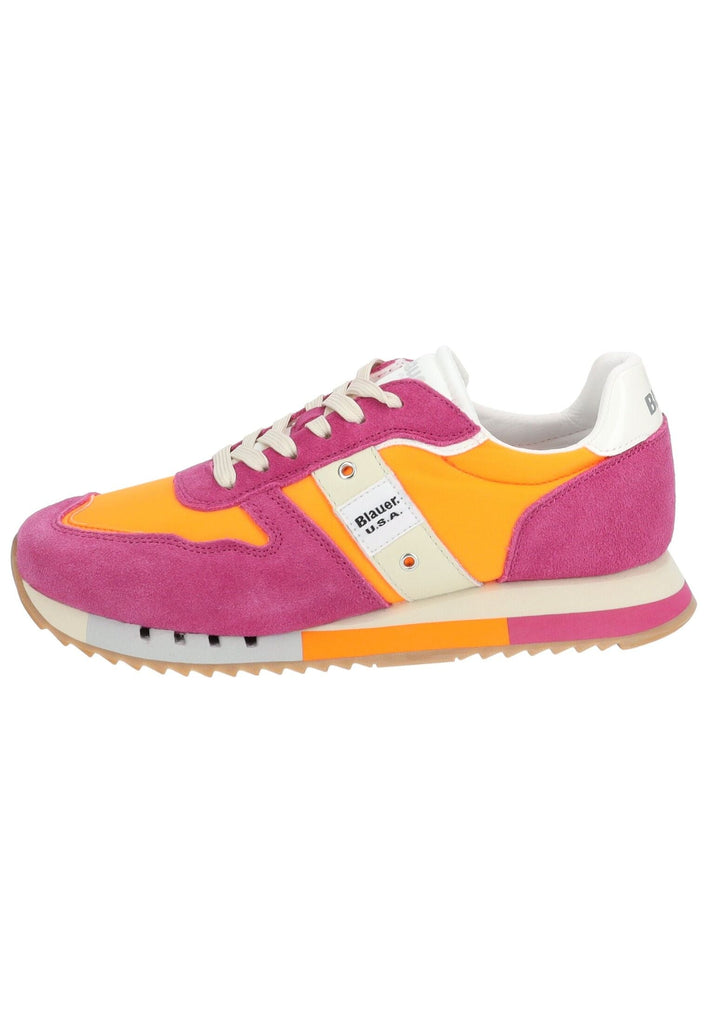 Blauer Sneaker Leder/Textil Fuchsia