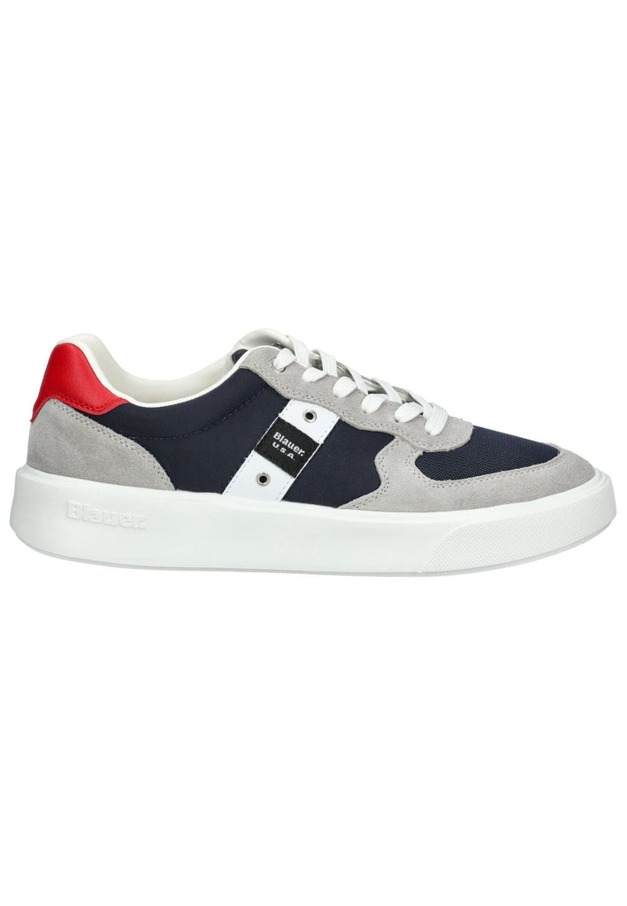 Blauer Sneaker Leder/Textil Grau/Blau