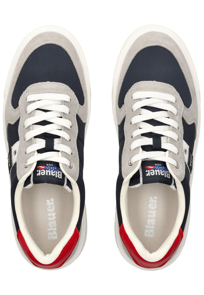 Blauer Sneaker Leder/Textil Grau/Blau