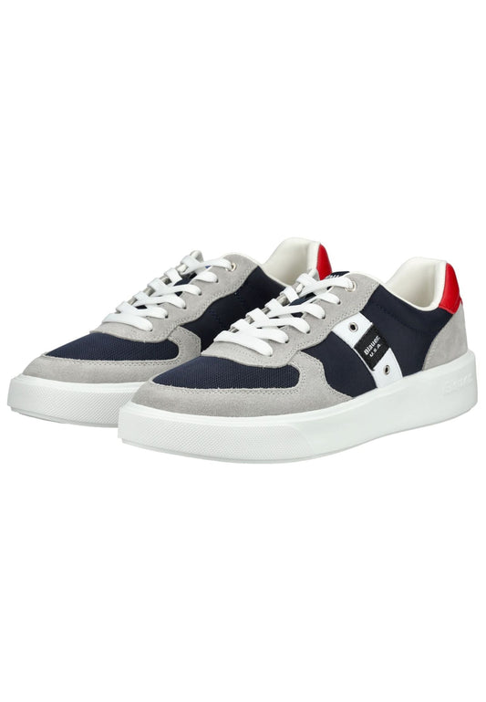 Blauer Sneaker Leder/Textil Grau/Blau