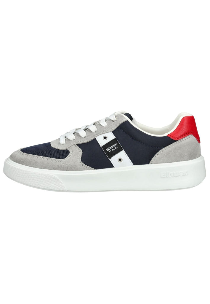 Blauer Sneaker Leder/Textil Grau/Blau