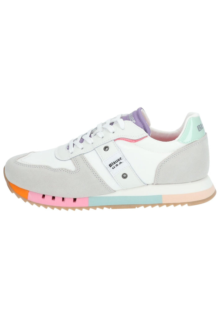 Blauer Sneaker Leder/Textil Grau/Multi