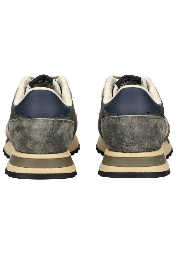 Blauer Sneaker Leder/Textil Grün/Beige
