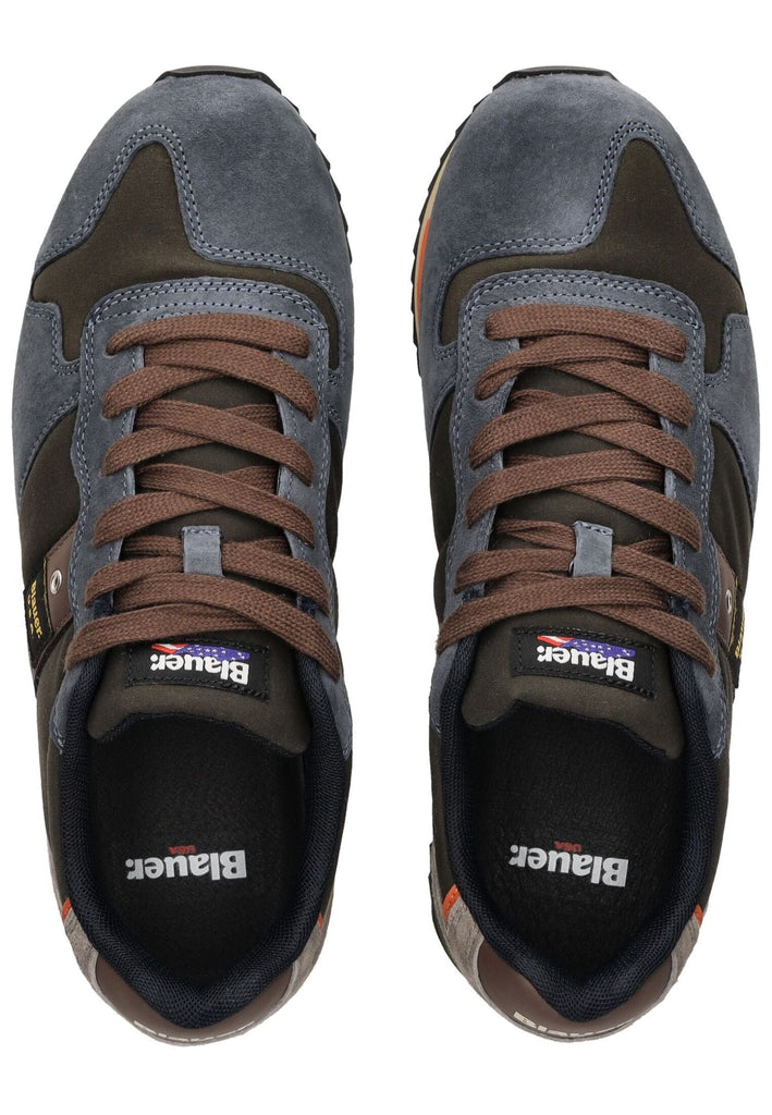 Blauer Sneaker Leder/Textil Navy/Grün