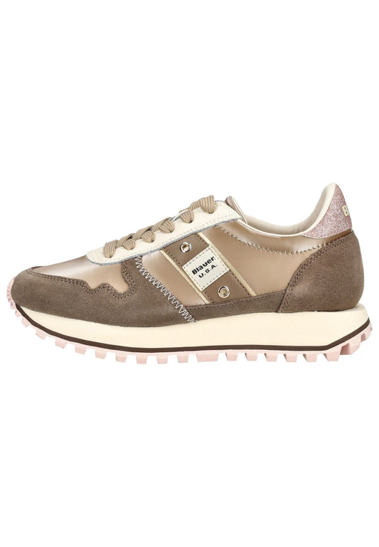 Blauer Sneaker Leder/Textil Nude