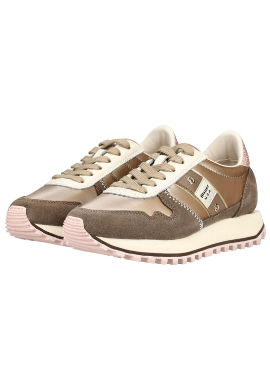 Blauer Sneaker Leder/Textil Nude