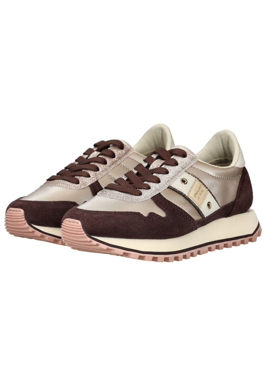 Blauer Sneaker Leder/Textil Rot/Beige
