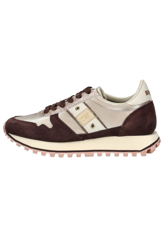 Blauer Sneaker Leder/Textil Rot/Beige