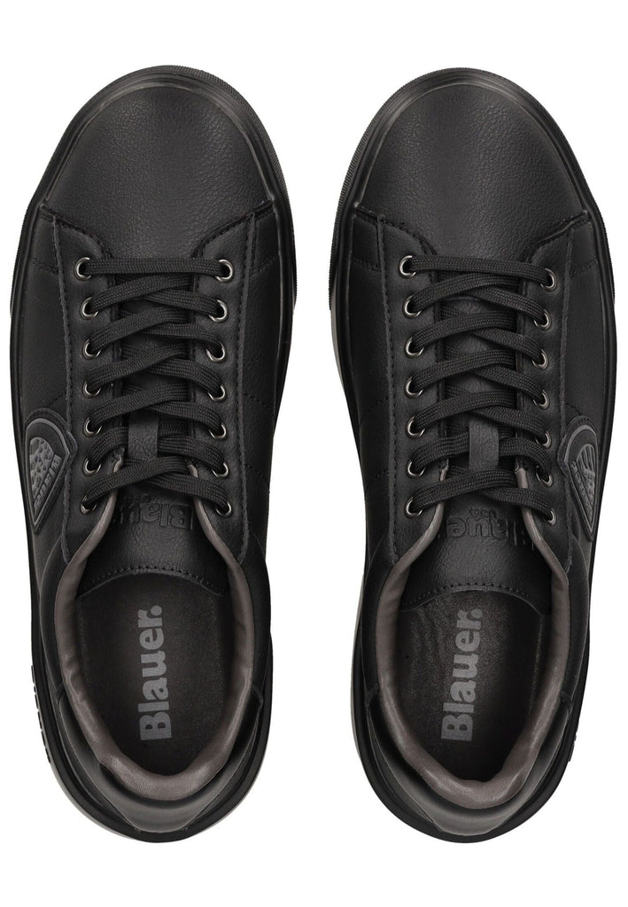 Blauer Sneaker Leder/Textil Schwarz/Schwarz