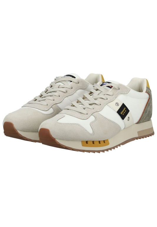 Blauer Sneaker Leder/Textil Weiß/Beige