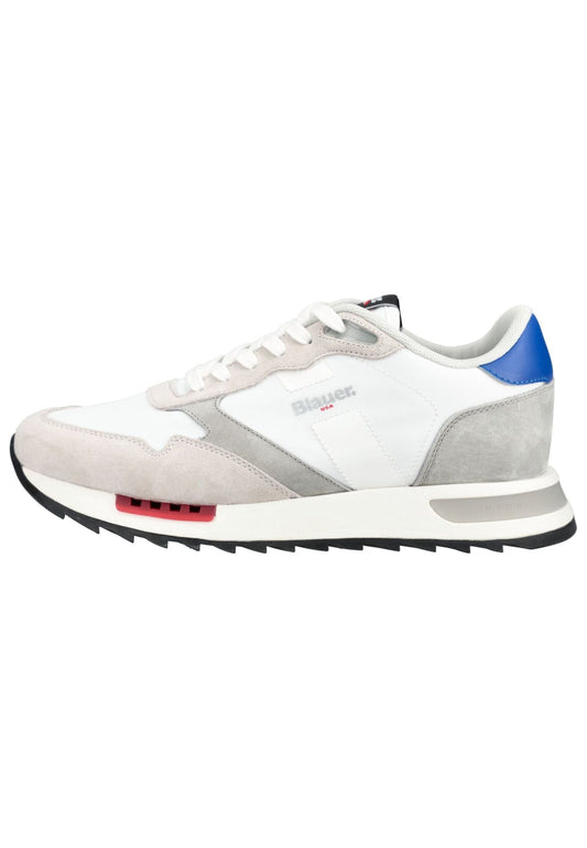 Blauer Sneaker Leder/Textil Weiß/Grau