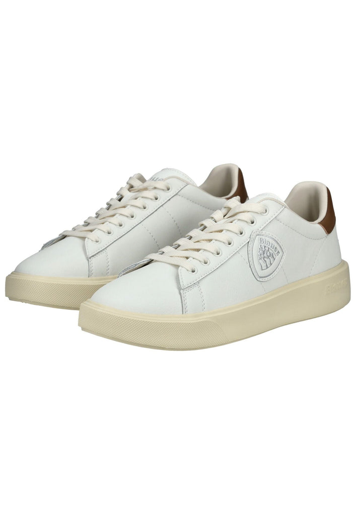 Blauer Sneaker Leder Weiß/Braun