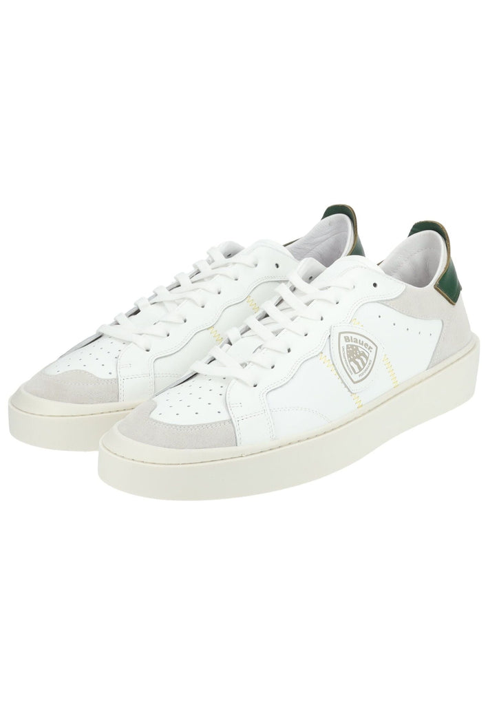 Blauer Sneaker Leder Weiß/Grün