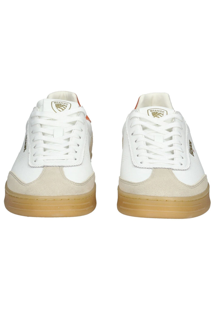 Blauer Sneaker Leder Weiß/Orange
