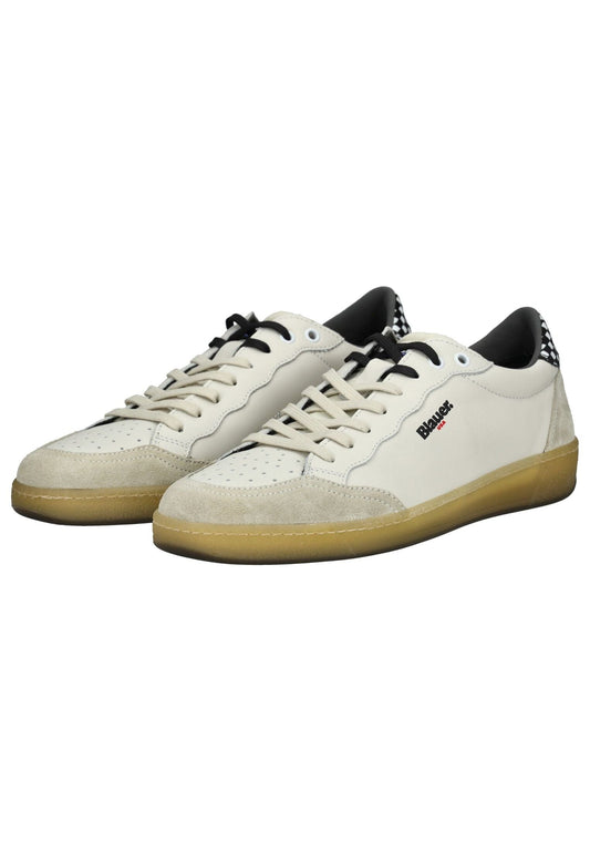 Blauer Sneaker Leder Weiß/Schwarz