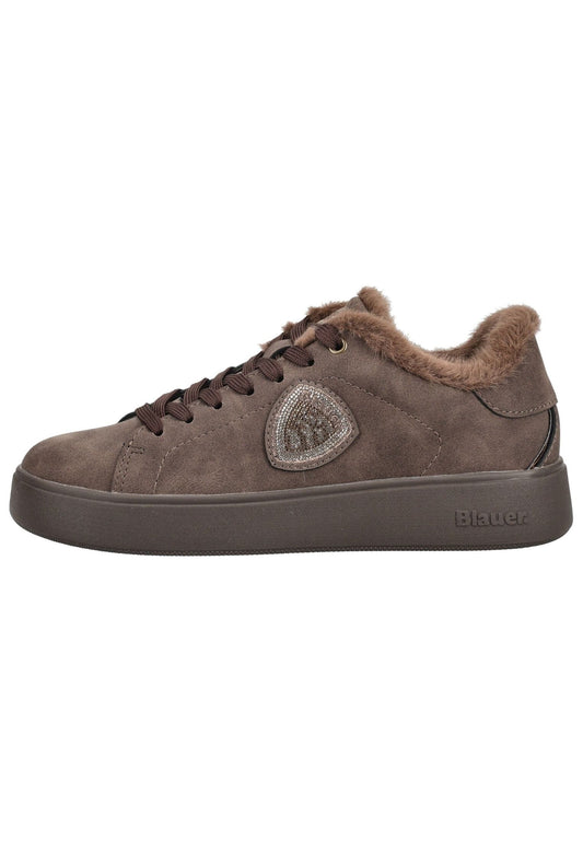 Blauer Sneaker Lederimitat Dunkelbraun