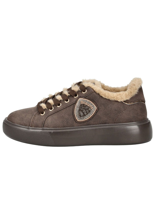 Blauer Sneaker Lederimitat Dunkelbraun Warmfutter